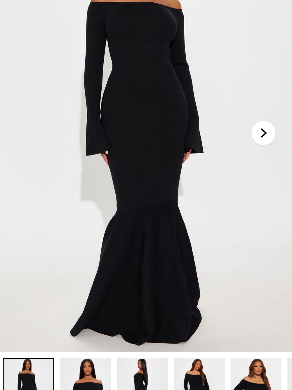 Fashion Nova Black Off-Shoulder Mermaid Maxi Dress - sweater dress